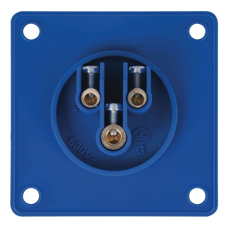 CEE 16A 3-polige inbouw socket female blauw