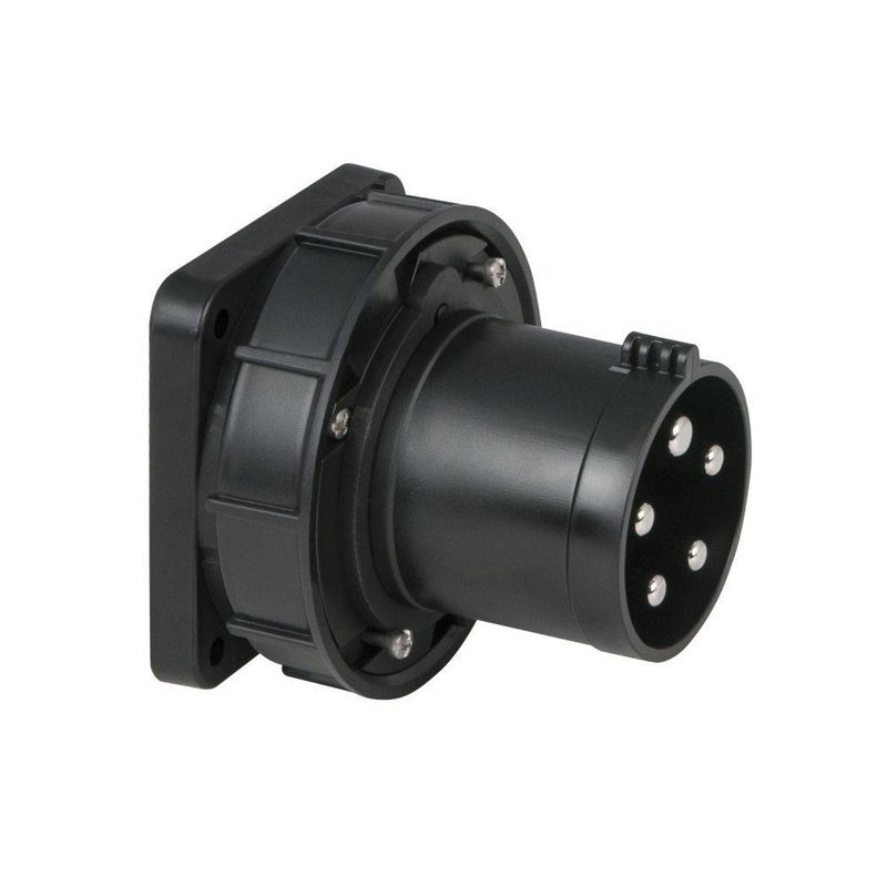 CEE 63A 5-polige inbouw socket male IP67 zwart