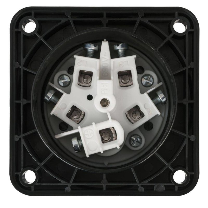 CEE 63A 5-polige inbouw socket male IP67 zwart