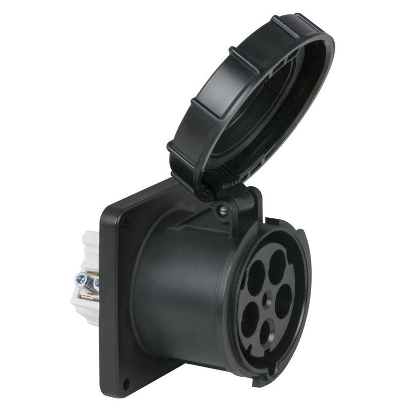 CEE 125A 5-polige inbouw socket female IP67 zwart