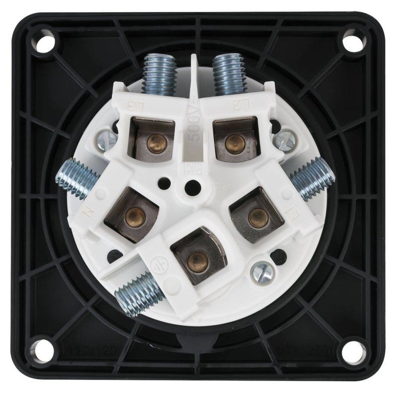 CEE 125A 5-polige inbouw socket female IP67 zwart