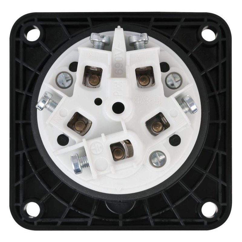 CEE 63A 5-polige inbouw socket female IP67 zwart