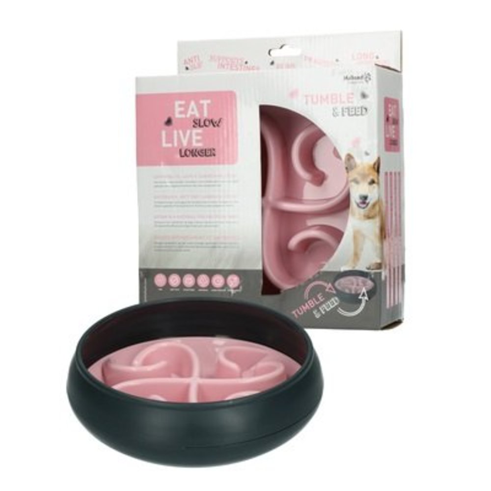 Eat Slow Live Longer Anti Schrokbak Hond Tumble roze