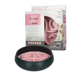 Eat Slow Live Longer Anti Schrokbak Hond Tumble roze