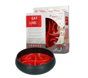 Eat Slow Live Longer Anti Schrokbak Hond Tumble rood