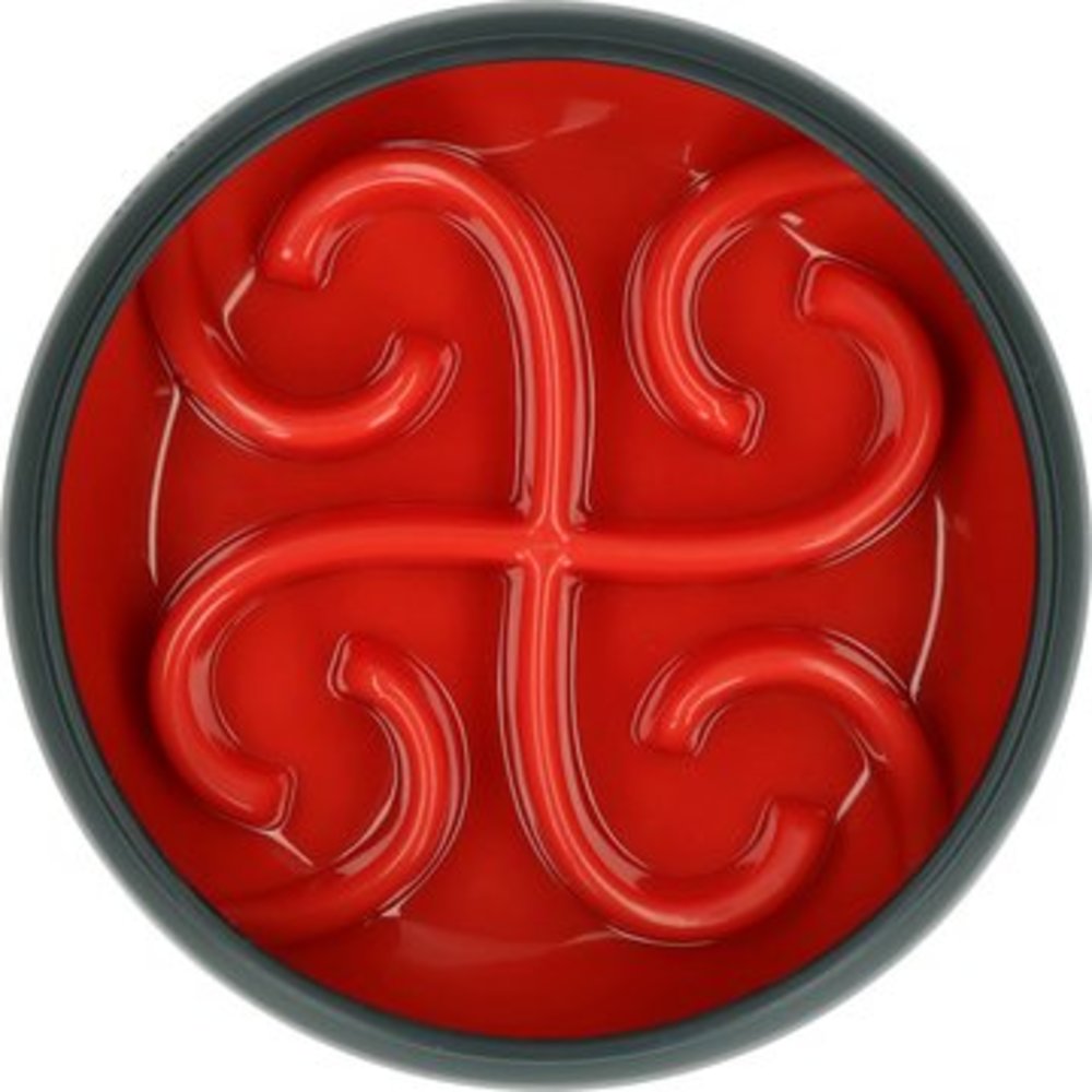 Eat Slow Live Longer Anti Schrokbak Hond Tumble rood