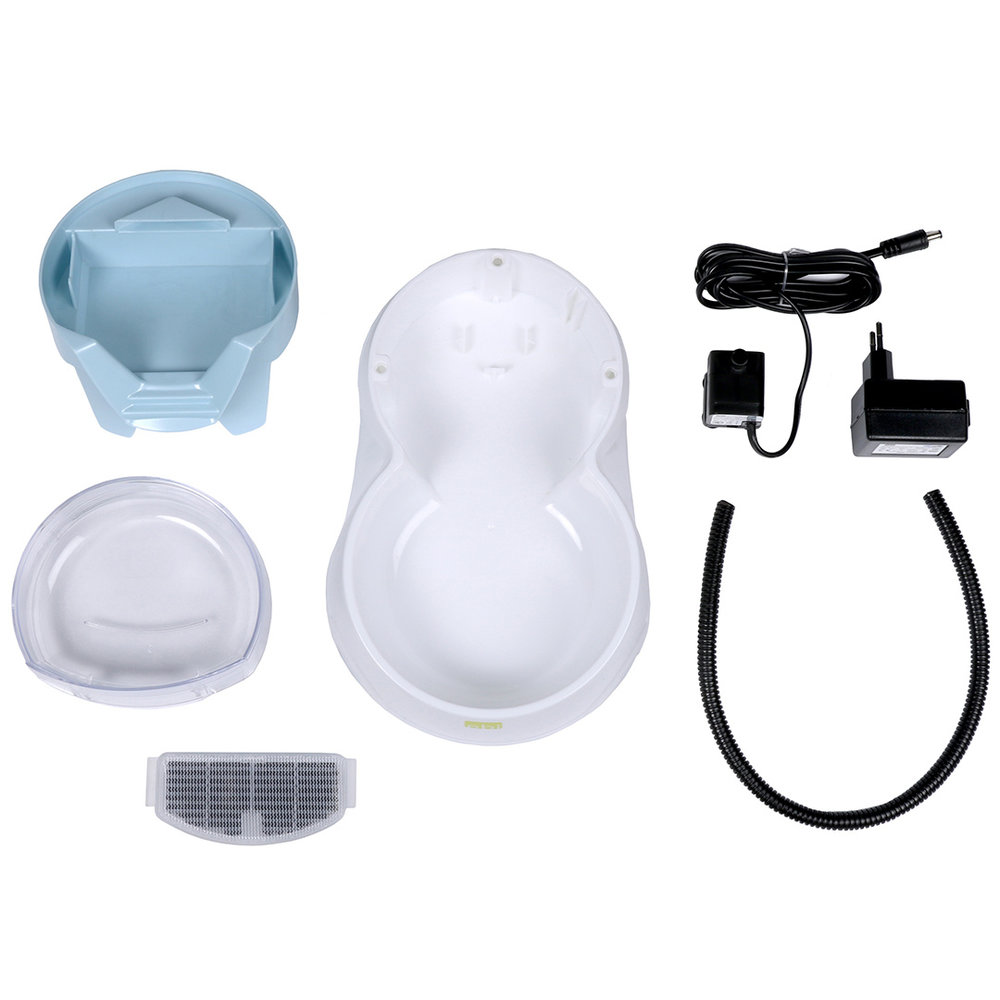 EBI Waterfontein met voerbak 2 in 1 blauw/wit