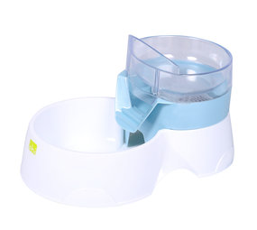 EBI Waterfontein met voerbak 2 in 1 blauw/wit