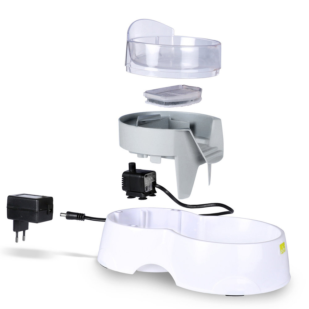 EBI Waterfontein met voerbak 2 in 1 grijs/wit