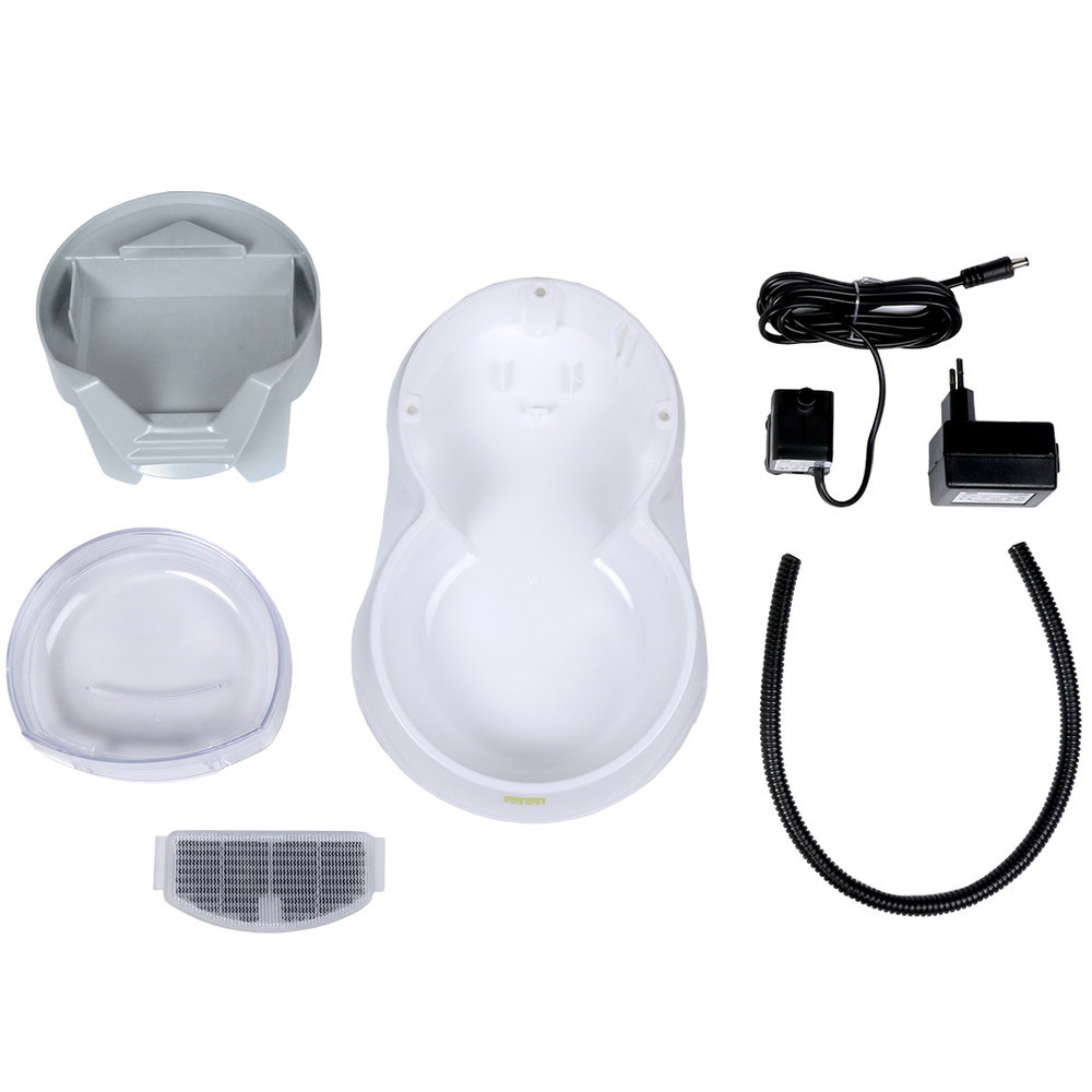 EBI Waterfontein met voerbak 2 in 1 grijs/wit