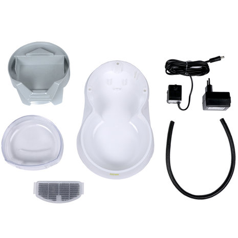 EBI Waterfontein met voerbak 2 in 1 grijs/wit
