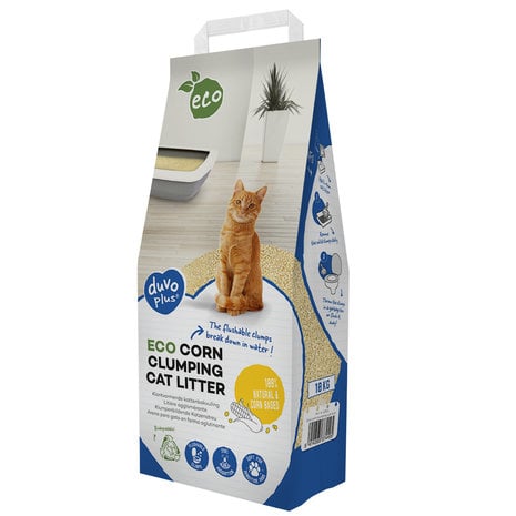 Duvo+ Eco Maïs Klontvormende Kattenbakvulling 10 KG Duvo+ Eco Maïs Klontvormende Kattenbakvulling 10 KG