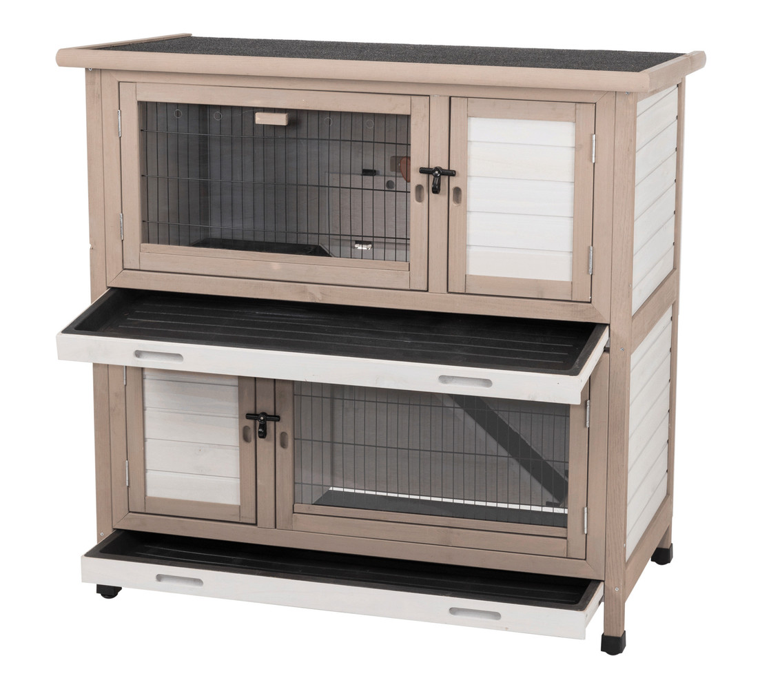 Trixie Konijnenhok Dubbel met Isolatie grijs/wit