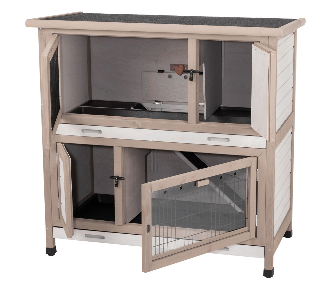 Trixie Konijnenhok Dubbel met Isolatie grijs/wit