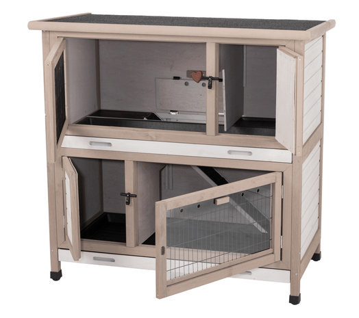 Trixie Konijnenhok Dubbel met Isolatie grijs/wit