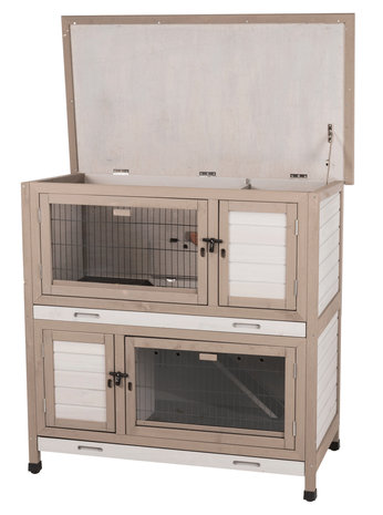 Trixie Konijnenhok Dubbel met Isolatie grijs/wit