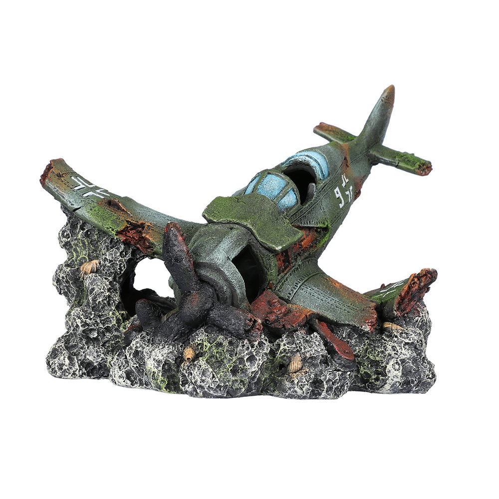 Aqua Della Aquarium Decoratie Neergestort Vliegtuig