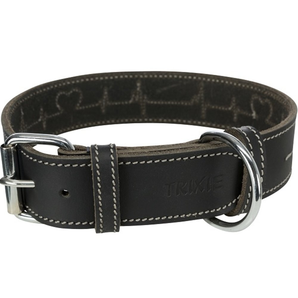 Trixie Rustic Vetleren Halsband Breed zwart