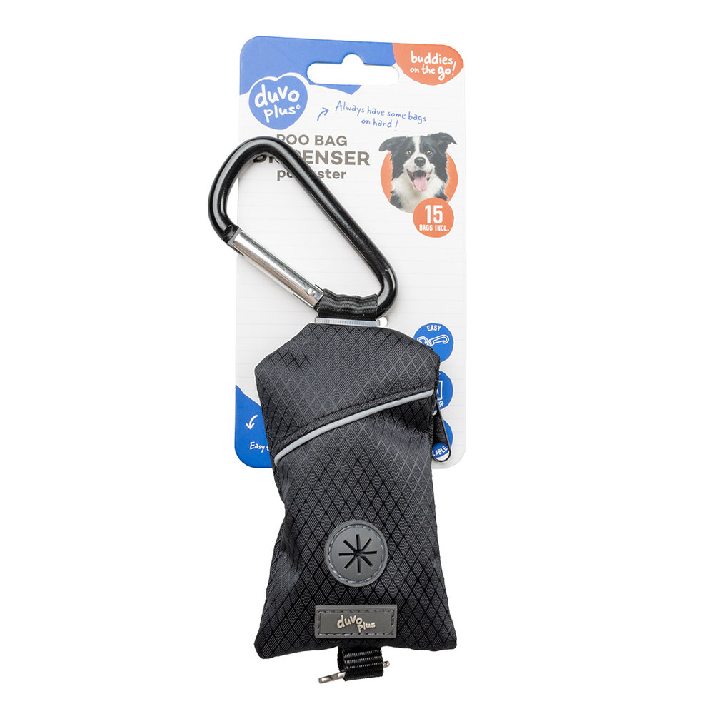 Duvo+ Poepzakjes Dispenser Polyester zwart