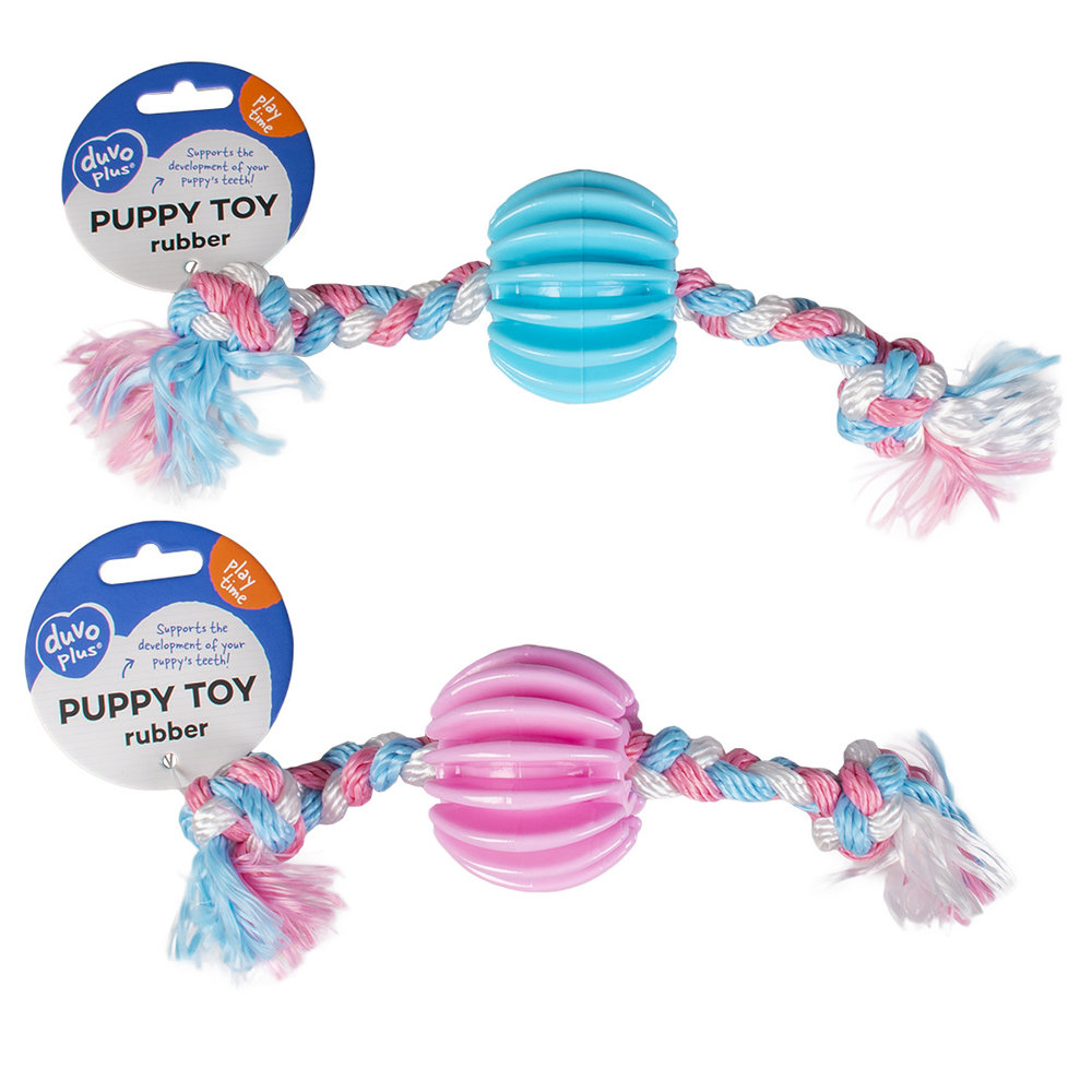 Duvo+ Puppy TPR Bal met Nylon Touw Duvo+ Puppy TPR Bal met Nylon Touw
