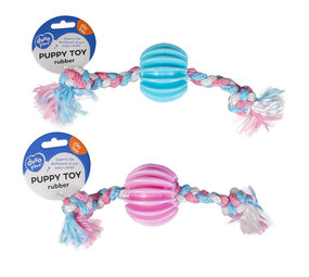 Duvo+ Puppy TPR Bal met Nylon Touw Duvo+ Puppy TPR Bal met Nylon Touw
