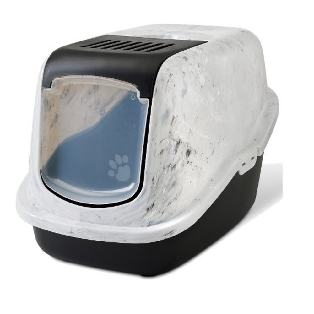 Savic Kattenbak Nestor Marble wit/zwart Savic Kattenbak Nestor Marble wit/zwart