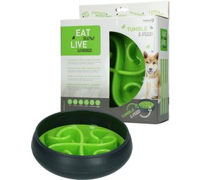Eat Slow Live Longer Anti Schrokbak Hond Tumble groen