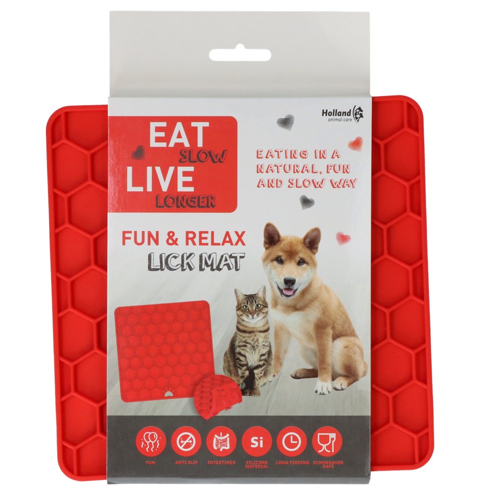 Eat Slow Live Longer Relax Lick Mat rood