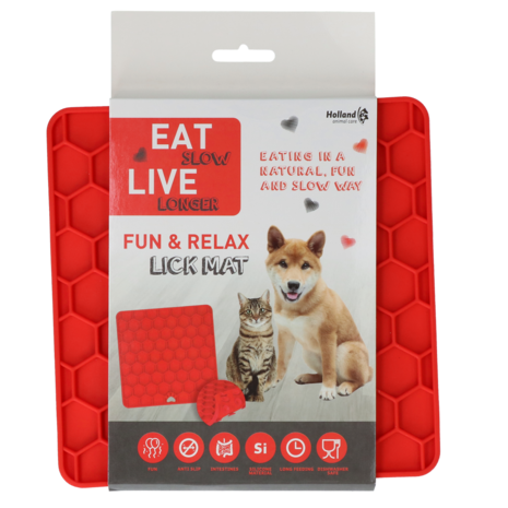 Eat Slow Live Longer Relax Lick Mat rood