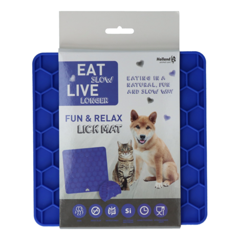 Eat Slow Live Longer Relax Lick Mat blauw