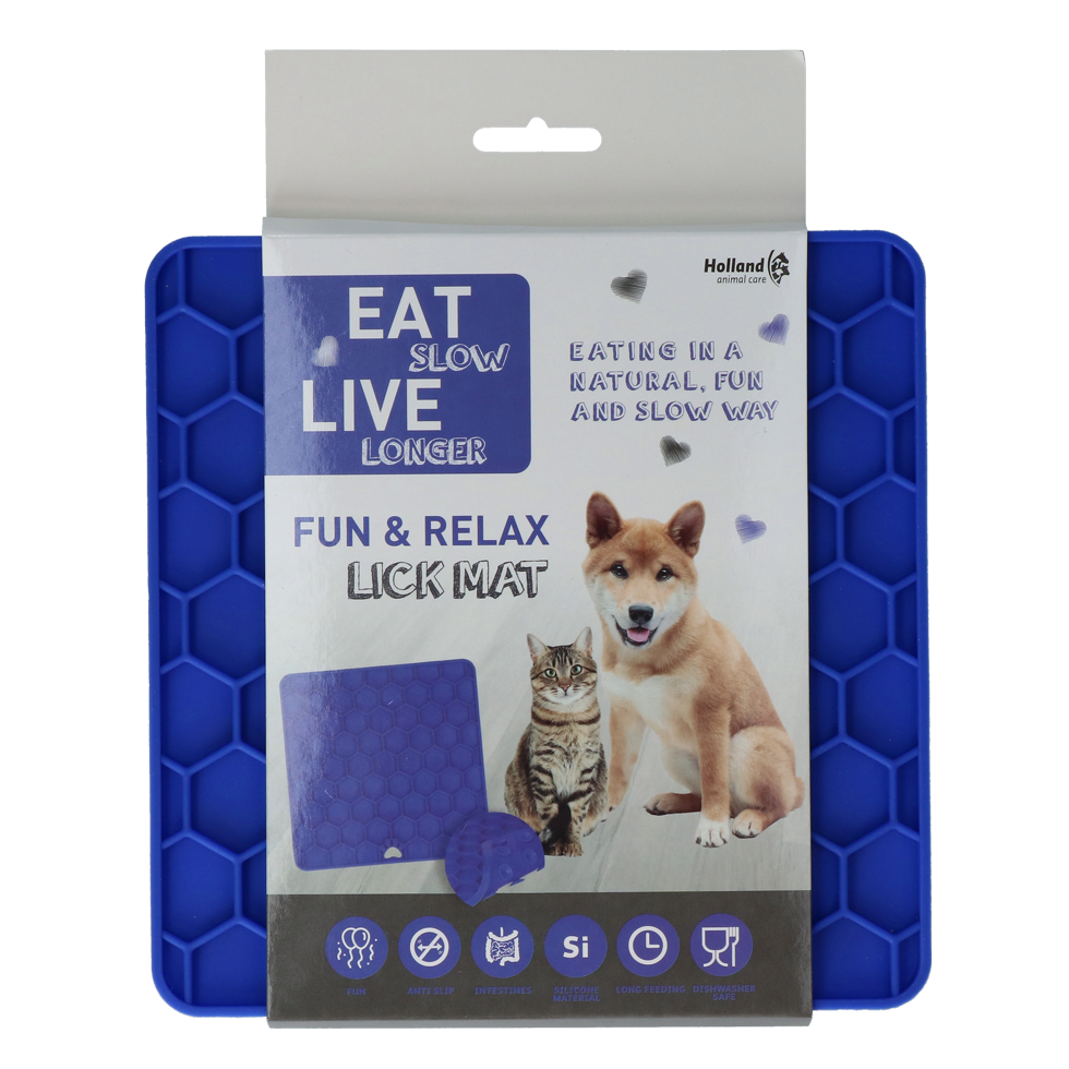 Eat Slow Live Longer Relax Lick Mat blauw - Pets Gifts