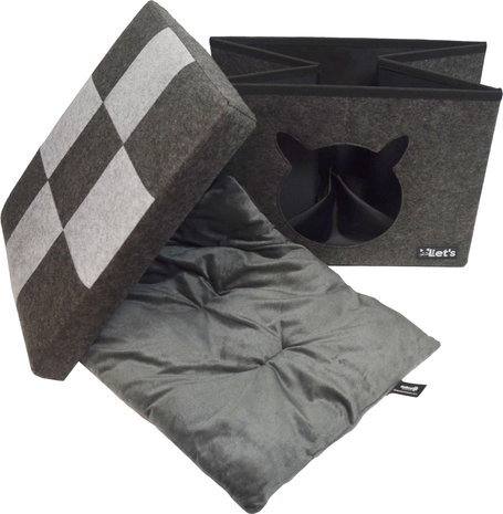 Lets Sleep Pet Cube grijs