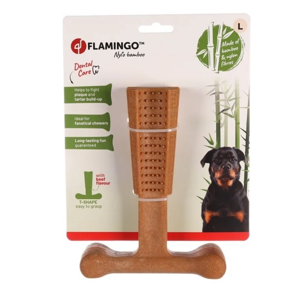 Flamingo Kauw Speelgoed Nylo Bamboo T-Bone Rundsmaak