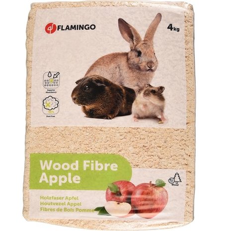 Flamingo Houtvezel met Appel 4 KG Flamingo Houtvezel met Appel 4 KG