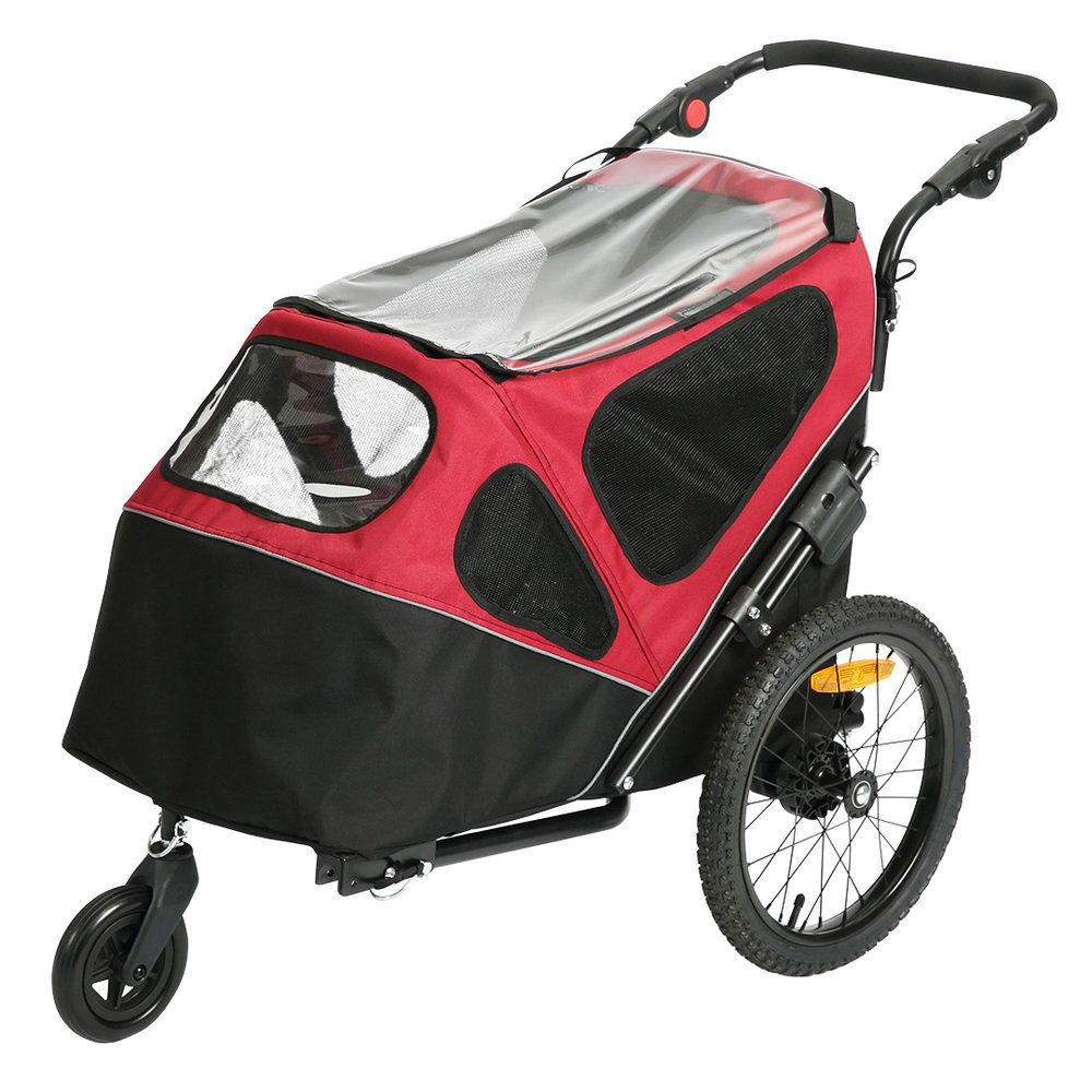 Duvo+ Honden Fietskar 2in1 zwart/rood Duvo+ Honden Fietskar 2in1 zwart/rood