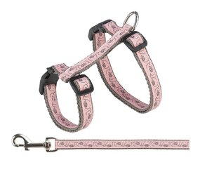 Trixie Kattentuigje grijs/roze met riem Trixie Kattentuigje grijs/roze met riem