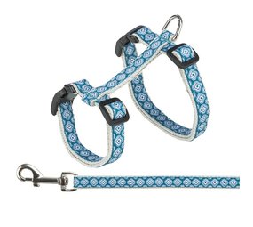 Trixie Kattentuigje grijs/blauw met riem Trixie Kattentuigje grijs/blauw met riem