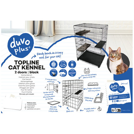 Duvo+ Topline Kattenbench 2 deuren zwart