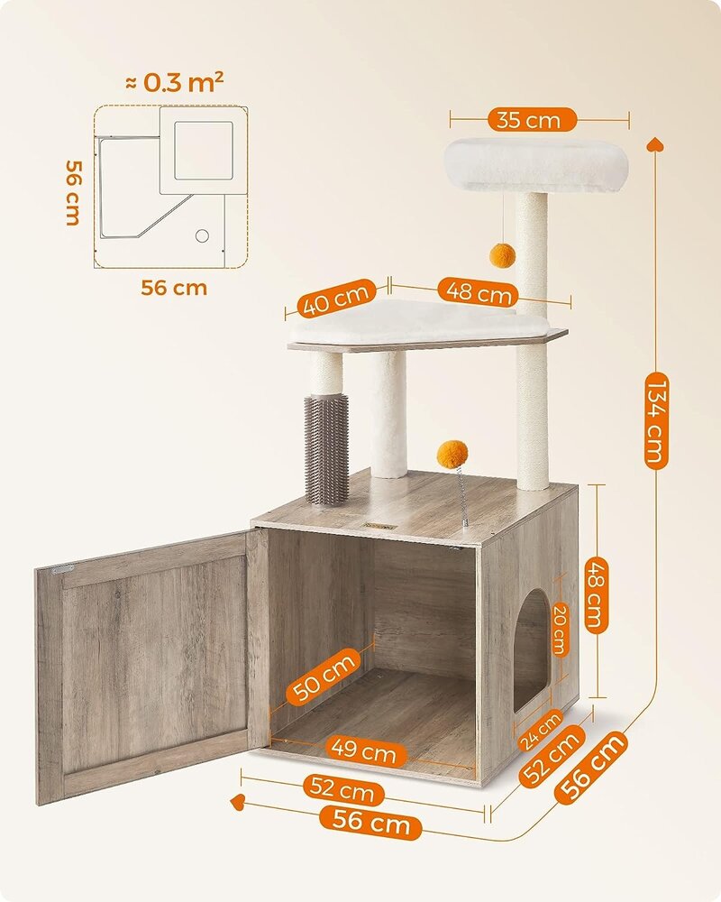 Pets Gifts Krabpaal met Kattenmeubel Ebbs grijs