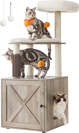 Pets Gifts Krabpaal met Kattenmeubel Ebbs grijs