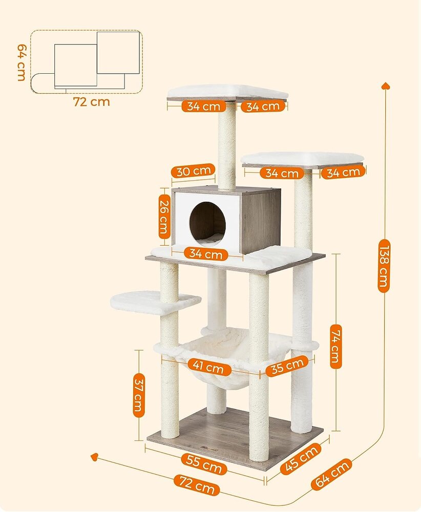 Pets Gifts Houten Krabpaal Oberau grijs