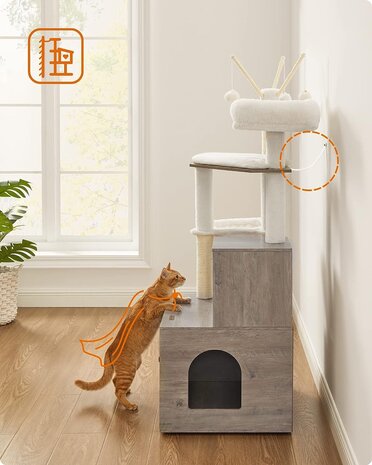 Pets Gifts Krabpaal met Kattenmeubel grijs Pets Gifts Krabpaal met Kattenmeubel grijs