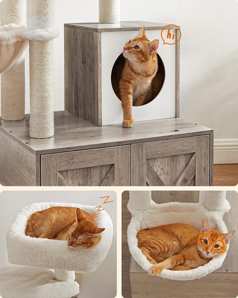 Pets Gifts Krabpaal met Kattenmeubel grijs Pets Gifts Krabpaal met Kattenmeubel grijs