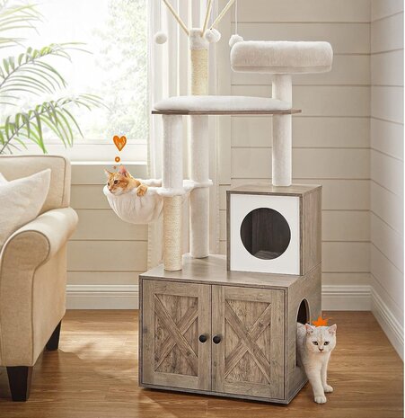 Pets Gifts Krabpaal met Kattenmeubel grijs Pets Gifts Krabpaal met Kattenmeubel grijs