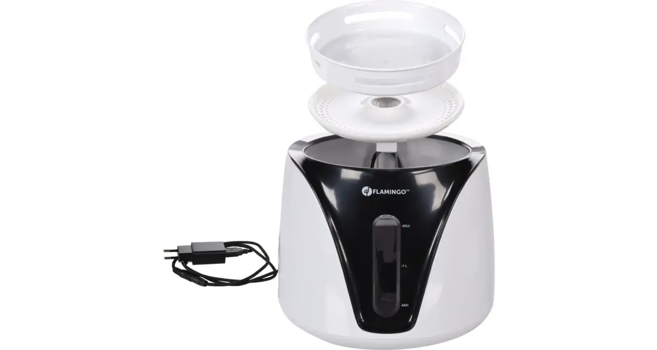 Flamingo Drinkfontein Adriana wit/zwart 2 ltr Flamingo Drinkfontein Adriana wit/zwart 2 ltr