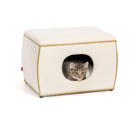 CanadianCat Company Kattenhuis Nelson Design Cave Teddy Wit/goud