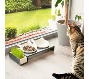 CanadianCat Company Cat Dinner Food Bar Undustrial Metaal Grijs CanadianCat Company Cat Dinner Food Bar Undustrial Metaal Grijs