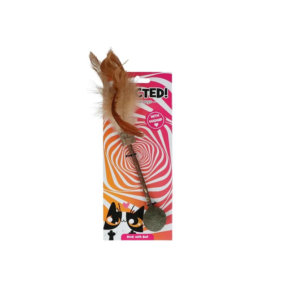 Addicted! Stick with Ball & Feathers kattenspeeltje Addicted! Stick with Ball & Feathers kattenspeeltje