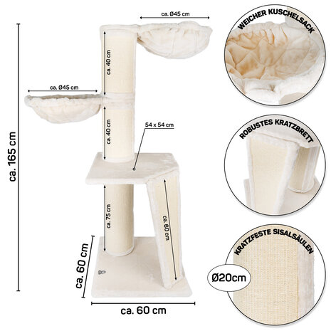 CanadianCat Company Krabpaal Maine Coon Regina XL beige/creme CanadianCat Company Krabpaal Maine Coon Regina XL beige/creme