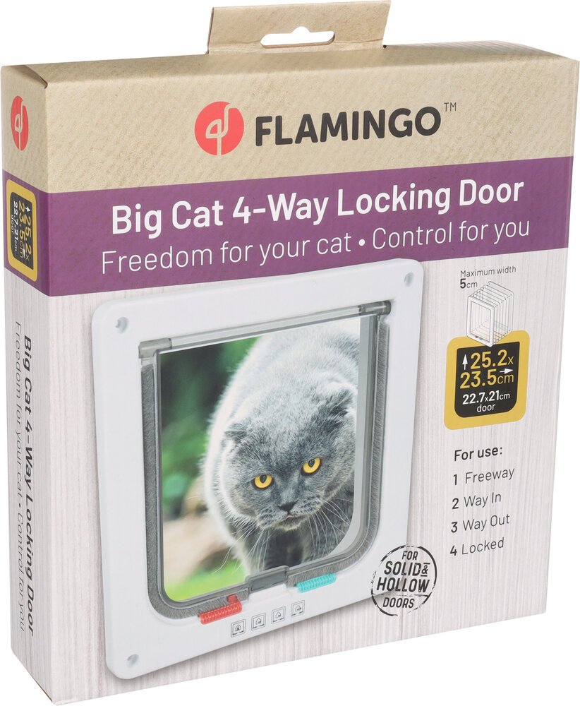 Flamingo Kattenluik Groot  4 standen Vego wit